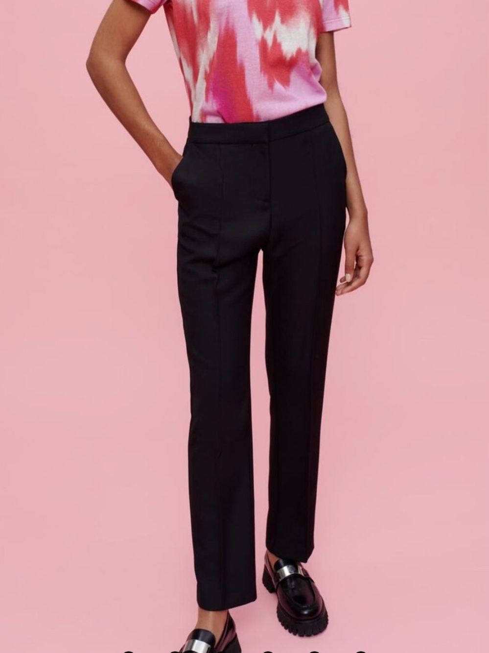 Maje Black Straight-Leg Women's Trousers